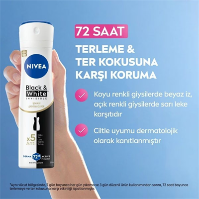 Nivea Black and White Invisible Kadın İpeksi Pürüzsüzlük Deodorant 150 ml