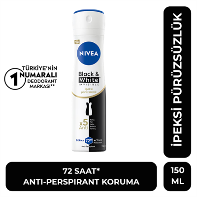 Nivea Black and White Invisible Kadın İpeksi Pürüzsüzlük Deodorant 150 ml