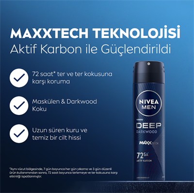 Nivea Men Erkek Sprey Deodorant Deep Darkwood 150 ml