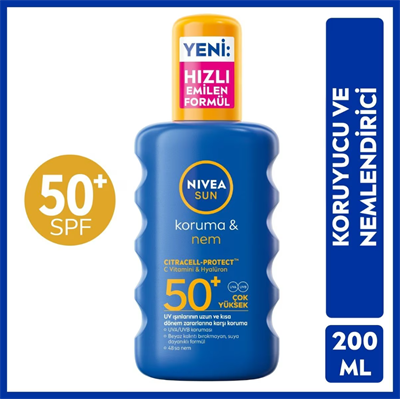 Nivea Sun SPF50+ Koruma & 48 Saat Nemlendirme Vücut Güneş Kremi Sprey 200 ml