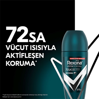 Rexona Üstün Koruma Erkek Roll-On Deodorant Invisible 72 Saat Kesintisiz Koruma 50 ml