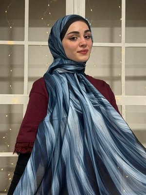 Elara Pamuklu Şal - Lacivert
