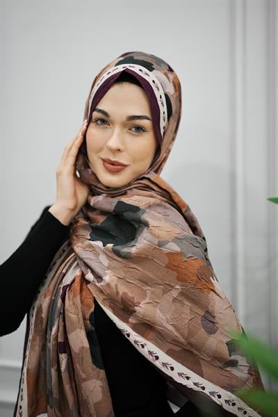 Elina Crush Şal - Mercan Kahve