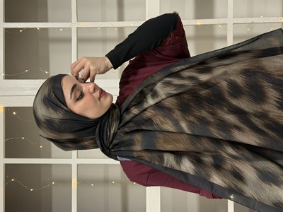 Leora Pamuklu Şal - Siyah Vizon