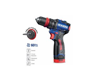 EXEN EN 162 DS 16 V. 2 AH. 60 NM. KÖMÜRSÜZ DARBELİ ŞARJLI MATKAP