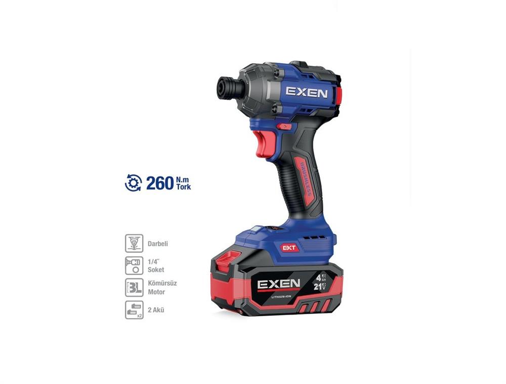 EXEN EN 264 VD 21 V. 4 AH. 260 NM. KÖMÜRSÜZ DARBELİ ŞARJLI VİDALAMA