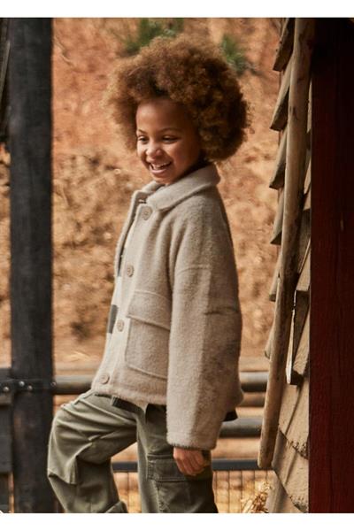 Mayoral Kız Çocuk Örme Kürk Palto Bej