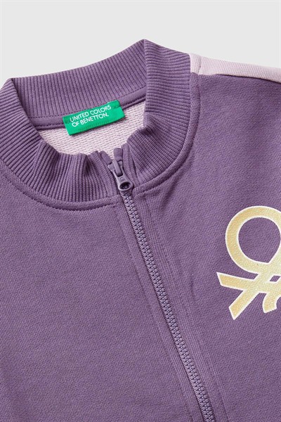 Benetton Bebe Fermuarlı Hırka Kız Çocuk Mor 1-6 Yaş