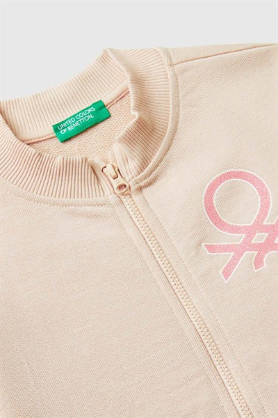 Benetton Bebe Fermuarlı Hırka Kız Çocuk Açık Pembe 1-6 Yaş