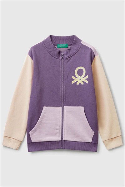 Benetton Bebe Fermuarlı Hırka Kız Çocuk Mor 1-6 Yaş