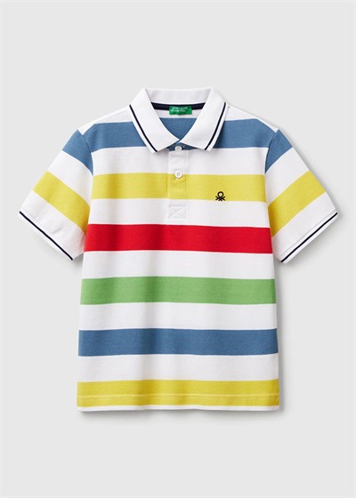 Benetton Çizgili Polo Yaka Tshirt 6-14 Yaş Mix