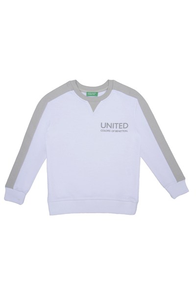 Benetton Erkek Sweatshirt 4-14 Yaş Beyaz