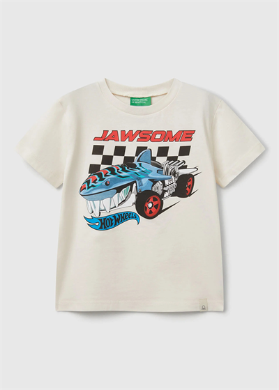 Benetton Hot Wheels Erkek Tshirt 1-6 Yaş Beyaz