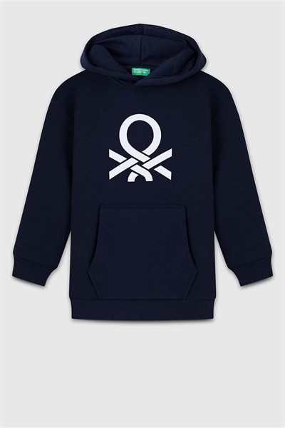 Benetton Kapşonlu Sweat Erkek Lacivert 4-14 Yaş