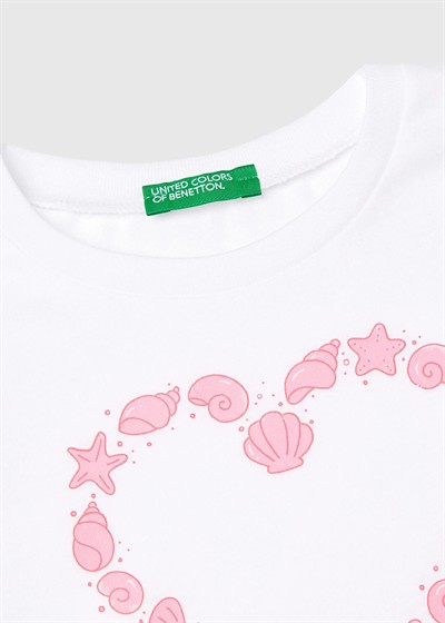 Benetton Kız Bebek Tshirt 1-6 Yaş Beyaz