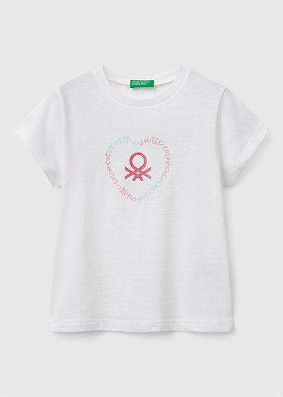 Benetton Kız Bebek Tshirt 1-6 Yaş Ekru