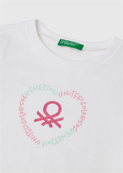 Benetton Kız Bebek Tshirt 1-6 Yaş Ekru