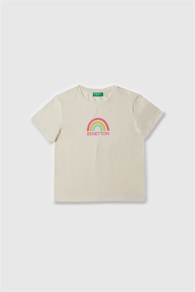Benetton Kız Çocuk Tshirt 4-14 Yaş Beyaz