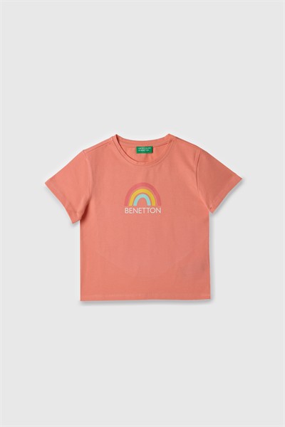 Benetton Kız Çocuk Tshirt 4-14 Yaş Pudra