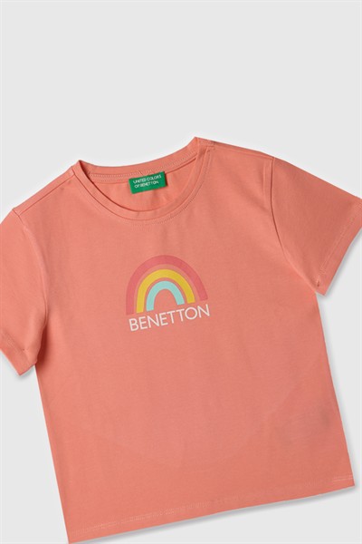 Benetton Kız Çocuk Tshirt 4-14 Yaş Pudra