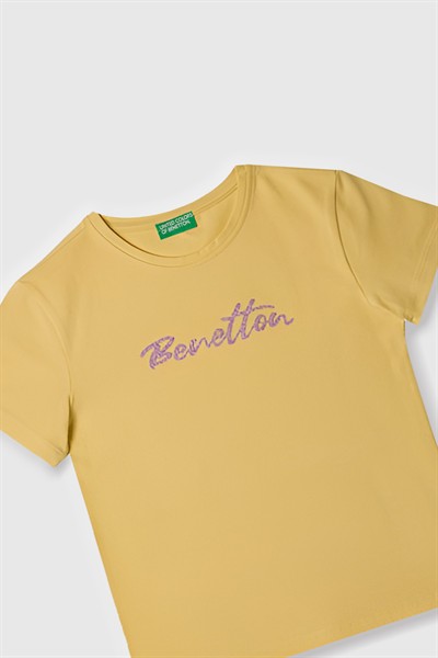 Benetton Kız Çocuk Tshirt 4-14 Yaş Sarı