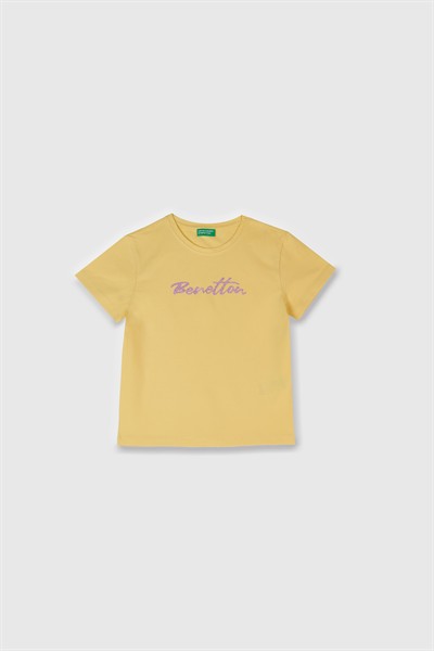 Benetton Kız Çocuk Tshirt 4-14 Yaş Sarı
