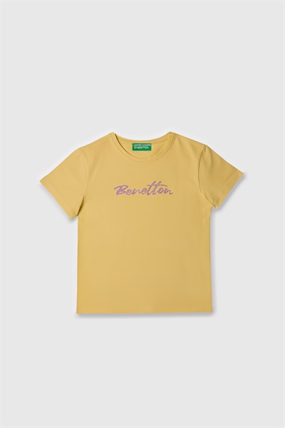 Benetton Kız Çocuk Tshirt 4-14 Yaş Sarı