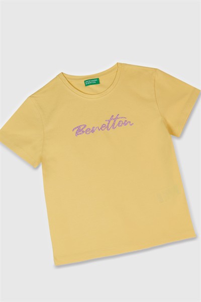 Benetton Kız Çocuk Tshirt 4-14 Yaş Sarı