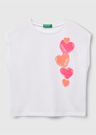 Benetton Kız Çocuk Tshirt Beyaz