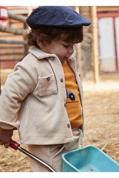 Mayoral 1-4 Yaş Erkek Çocuk Kadife Gömlek Bej