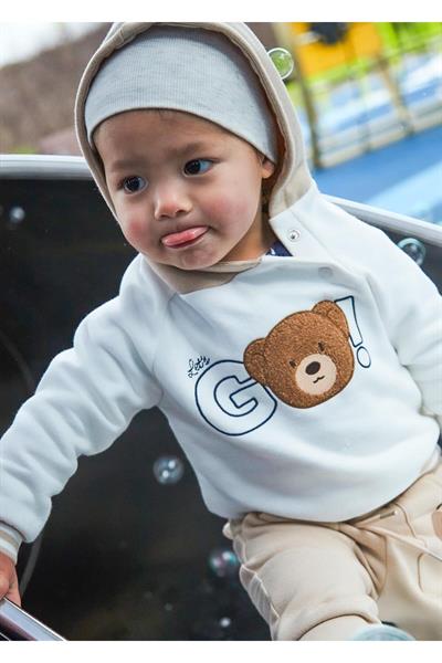 Mayoral 1-3 Yaş Erkek Çocuk Kapüşonlu Sweatshirt Krem