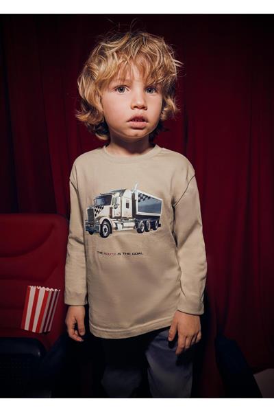 Mayoral Erkek Çocuk Baskılı Sweatshirt Bej