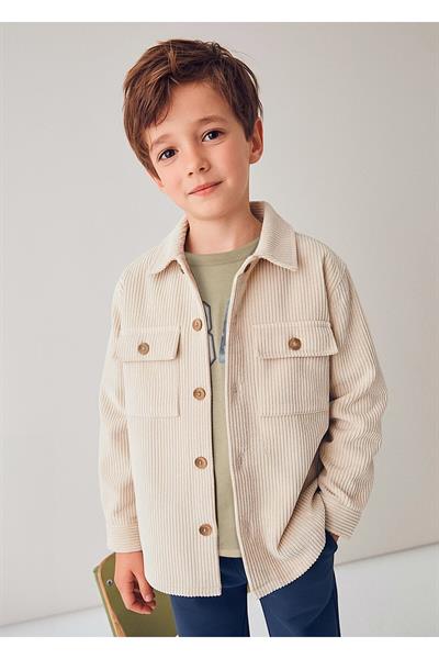 Mayoral Erkek Çocuk Kadife Gömlek Krem