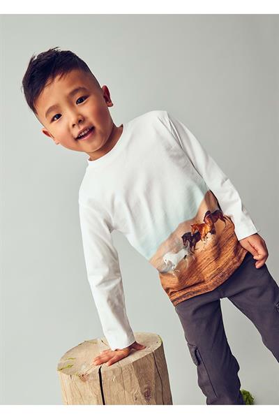 Mayoral 5-10 Yaş Erkek Çocuk T-shirt Krem