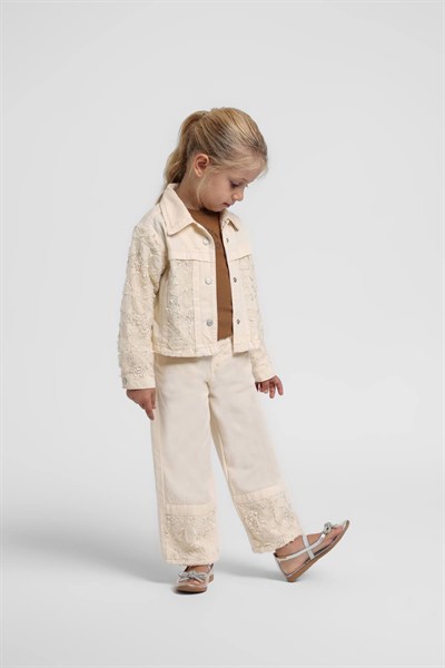 Escabel Dantel Pantolon 3lü Takım Krem