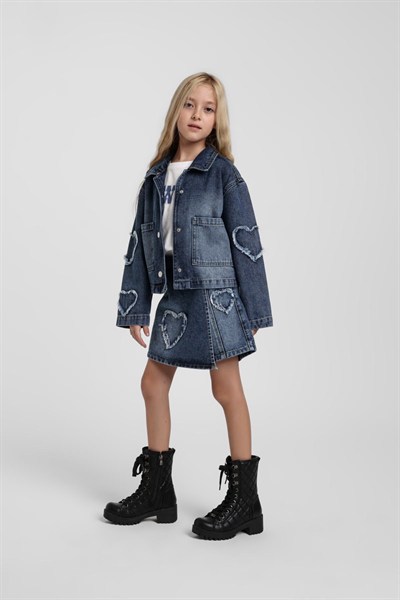 Escabel Kalpli Şort Etek Takım 5-9 Yaş Lacivert