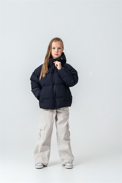 G-Serko Kız Kaban Kısa Siyah 6-9 Yaş