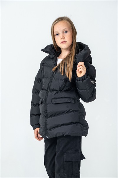 G-Serko Kız Kaban Siyah 12-15 Yaş