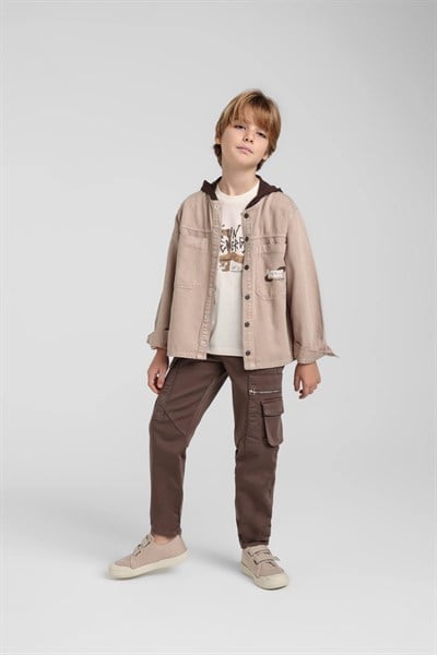 Jacklions Erkek Kapüşonlu Gömlek 5-14 Kahverengi