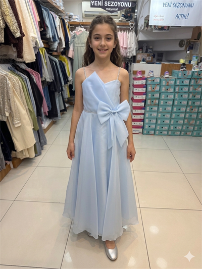 Kanilla Abiye ElBise 10-15 Yaş Bebe Mavi