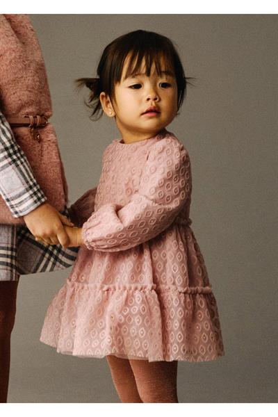Mayoral Kız Çocuk Desenli Tül Elbise Pembe