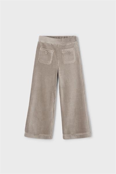 Mayorak Kız Çocuk Geniş Paça Fitilli Pantolon Bej