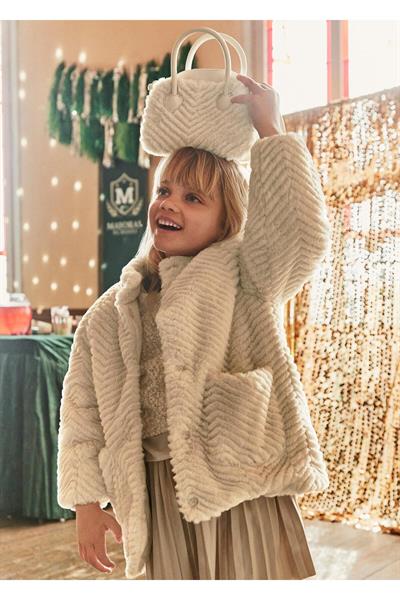 Mayoral 5-10 Yaş Kız Çocuk Peluş Mont Krem