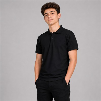 Büyük Beden Kısa Kollu Okul Lakos Siyah Tshirt 2XL-3XL-4XL