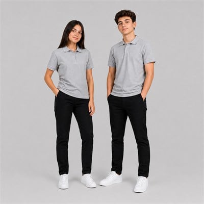 Büyük Beden Kısa Kollu Okul Lakos Gri Tshirt 2XL-3XL-4XL