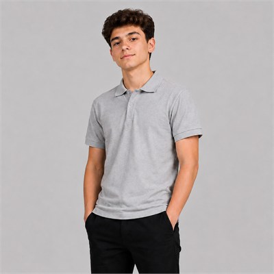 Büyük Beden Kısa Kollu Okul Lakos Gri Tshirt 2XL-3XL-4XL