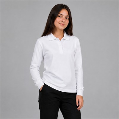 Uzun Kollu Lise Okul Beyaz Lakos Tshirt 2XL-3XL-4XL