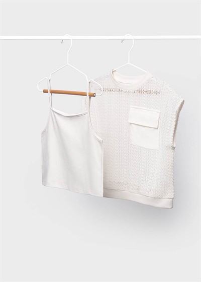 Mayoral 2Li File Bluz 8-14 Yaş Ekru