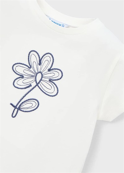 Mayoral Flower Tshirt 5-10 Yaş Krem