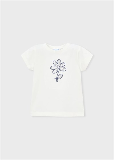 Mayoral Flower Tshirt 5-10 Yaş Krem